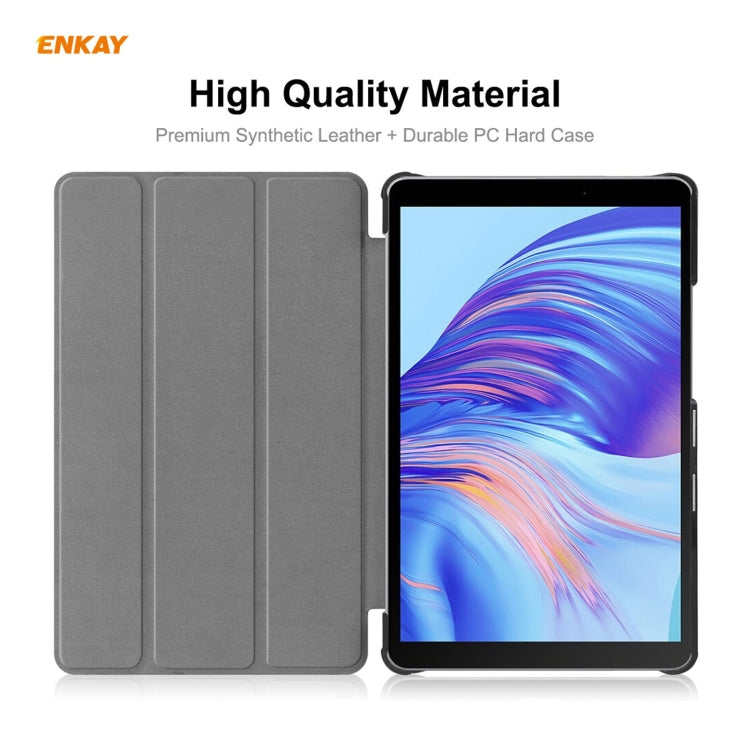 ENKAY PU Leather + Plastic Case with Three-folding Holder for Huawei MatePad T8 / Honor Tablet X7(Black)