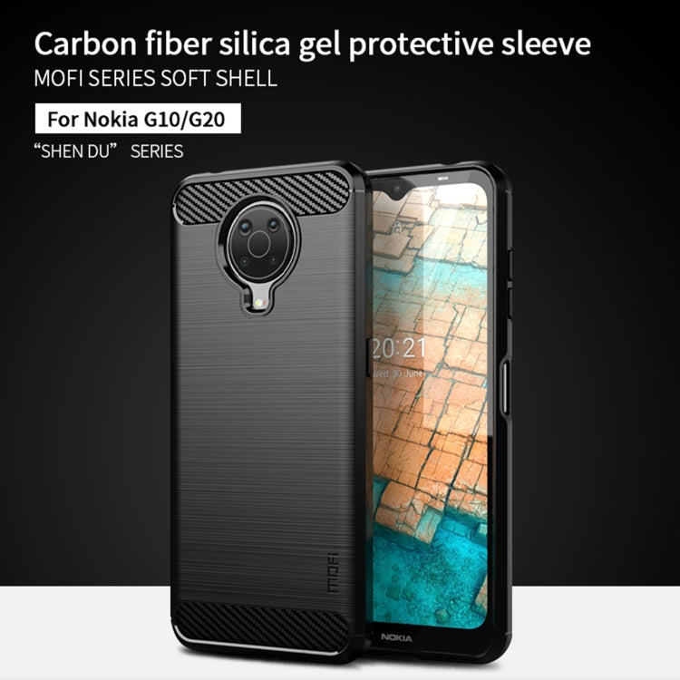 For Nokia G10 / G20 / 6.3 MOFI Gentleness Series Brushed Texture Carbon Fiber Soft TPU Case(Blue)