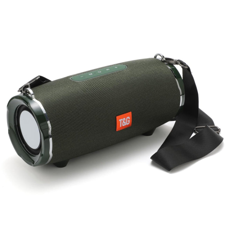 T&G TG187 Portable Water-resistant Wireless Bass Surround Bluetooth Speaker with Shoulder Strap, Support FM / TF Card(Green)