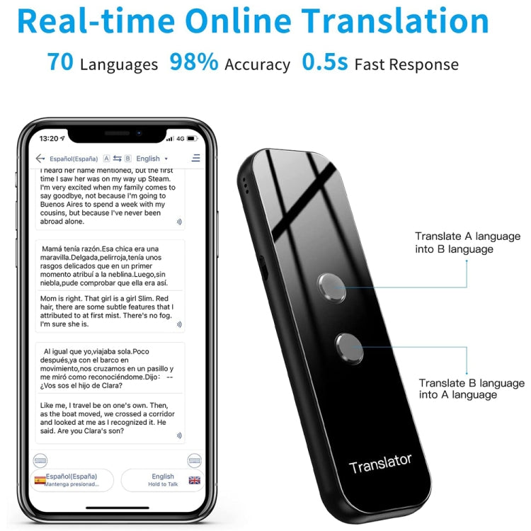G6 Portable Instant Real Time Voice Translator Multi Language Voice Personal Travel Assistant Translator(Gray) - by PMC Jewellery | Online Shopping South Africa | PMC Jewellery