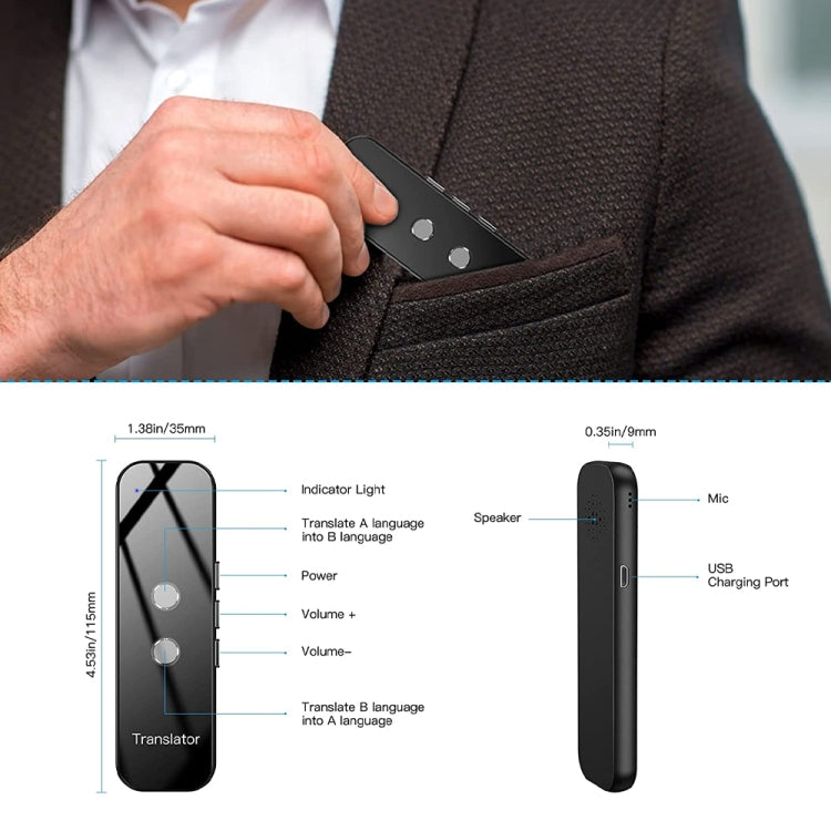 G6 Portable Instant Real Time Voice Translator Multi Language Voice Personal Travel Assistant Translator(Gray) - by PMC Jewellery | Online Shopping South Africa | PMC Jewellery