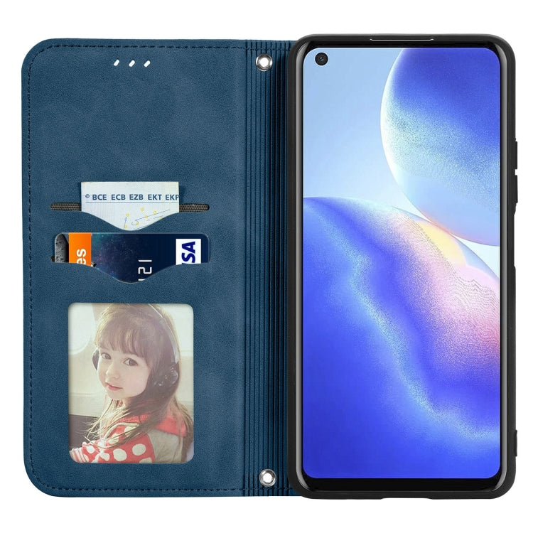 For Blackview A90 Retro Skin Feel Business Magnetic Horizontal Flip Leather Case with Holder & Card Slots & Wallet & Photo Frame(Blue)