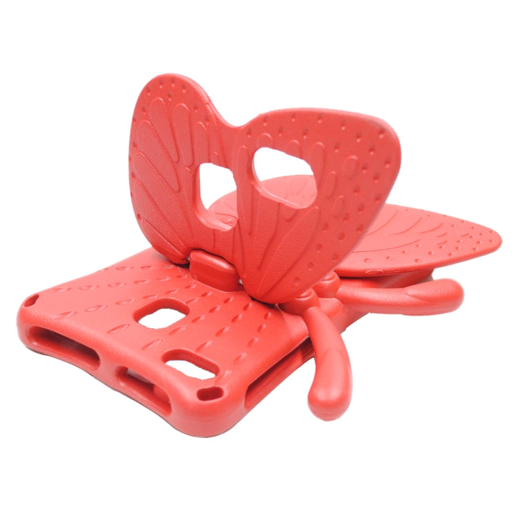 For Amazon Kindle Fire HD8 2016/2017/2018 Butterfly Bracket Style EVA Children Falling Proof Cover Protective Case(Red)