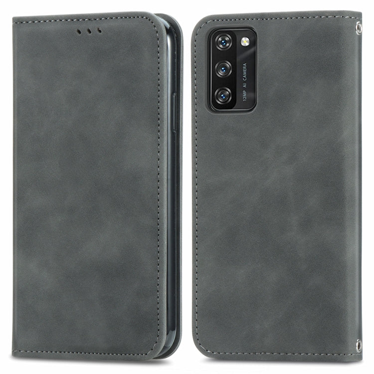 For Blackview A100 Retro Skin Feel Business Magnetic Horizontal Flip Leather Case with Holder & Card Slots & Wallet & Photo Frame(Gray)