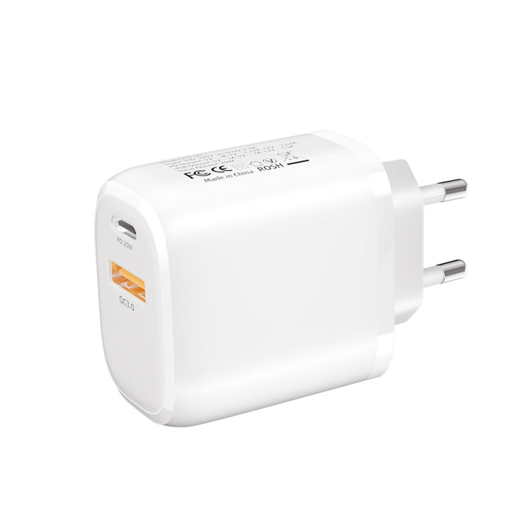 CS-20W Mini Portable PD3.0 + QC3.0 Dual Ports Fast Charger(EU Plug)
