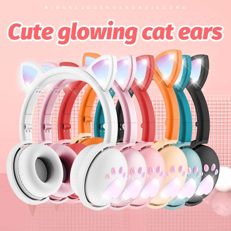 BK9 HiFi 7.1 Surround Sound Cat Claw Luminous Cat Ear Bluetooth Gaming Headset with Mic(White)