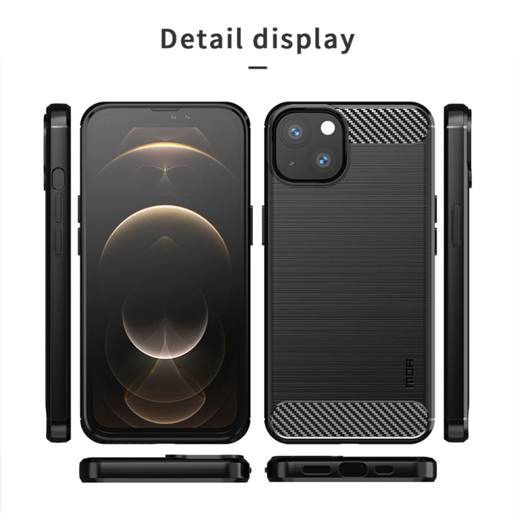 For iPhone 13 mini MOFI Gentleness Series Brushed Texture Carbon Fiber Soft TPU Case (Black)