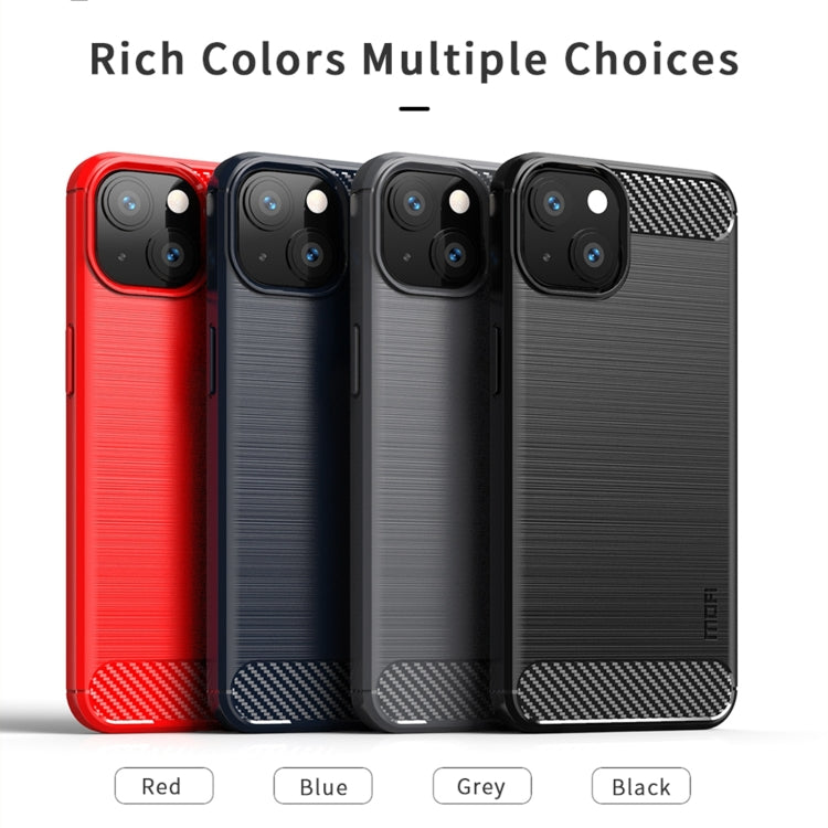 For iPhone 13 mini MOFI Gentleness Series Brushed Texture Carbon Fiber Soft TPU Case (Red)