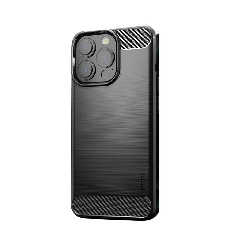 For iPhone 13 Pro MOFI Gentleness Series Brushed Texture Carbon Fiber Soft TPU Case (Black)