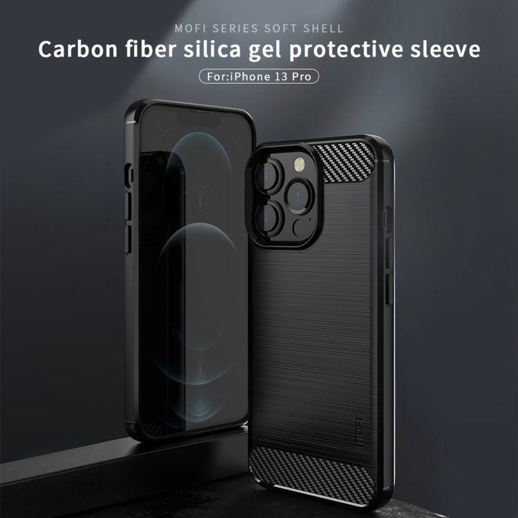 For iPhone 13 Pro MOFI Gentleness Series Brushed Texture Carbon Fiber Soft TPU Case (Black)