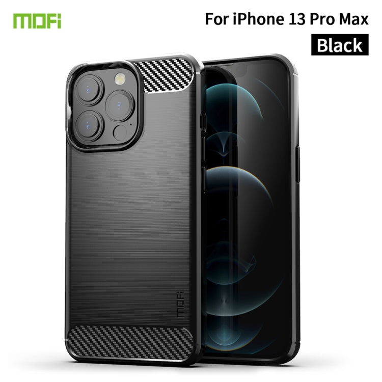 For iPhone 13 Pro Max MOFI Gentleness Series Brushed Texture Carbon Fiber Soft TPU Case (Black)