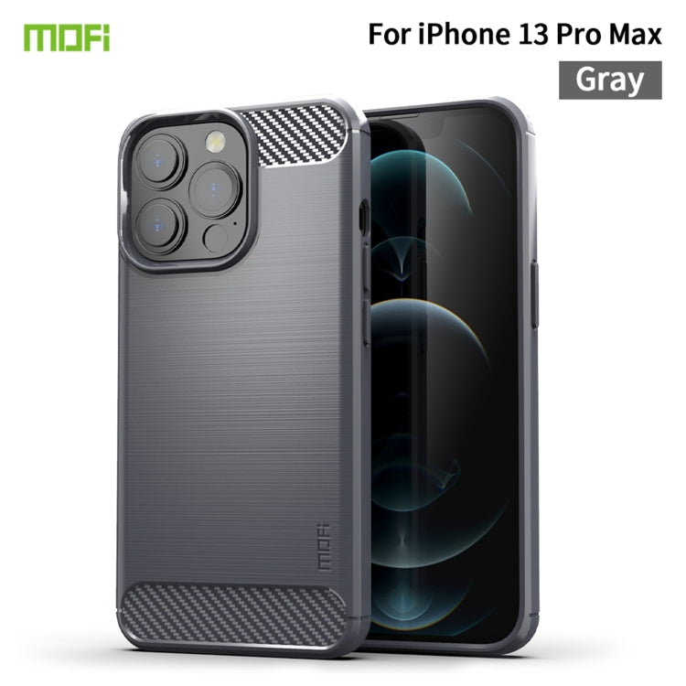 For iPhone 13 Pro Max MOFI Gentleness Series Brushed Texture Carbon Fiber Soft TPU Case (Gray)