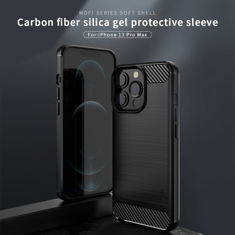 For iPhone 13 Pro Max MOFI Gentleness Series Brushed Texture Carbon Fiber Soft TPU Case (Gray)