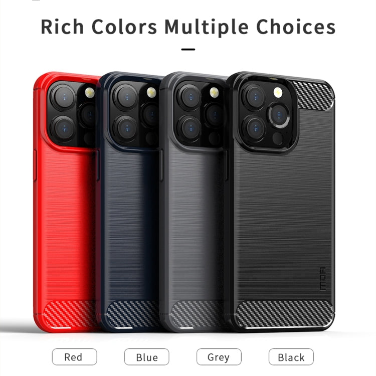 For iPhone 13 Pro Max MOFI Gentleness Series Brushed Texture Carbon Fiber Soft TPU Case (Gray)