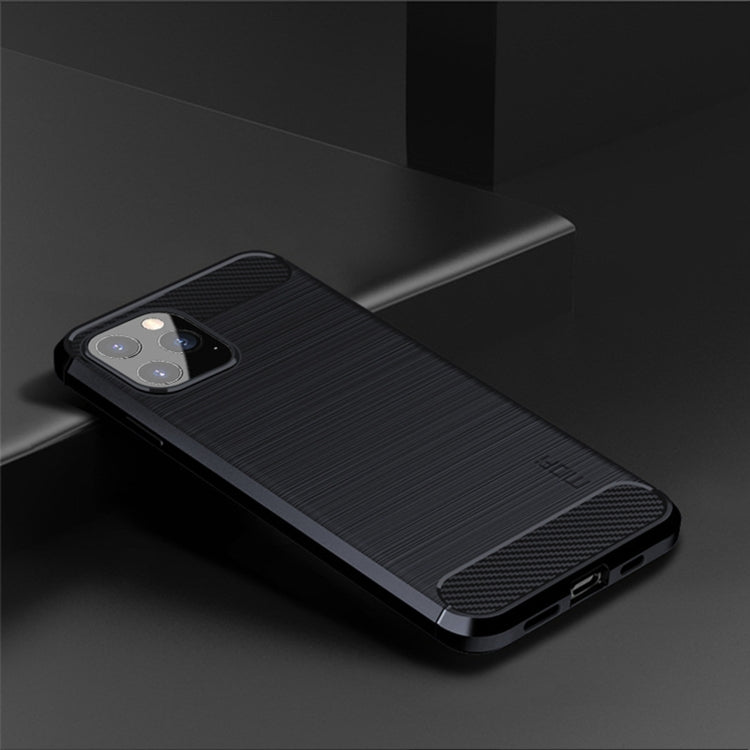 For iPhone 12 / 12 Pro MOF Gentleness Series Brushed Texture Carbon Fiber Soft TPU Case(Blue)