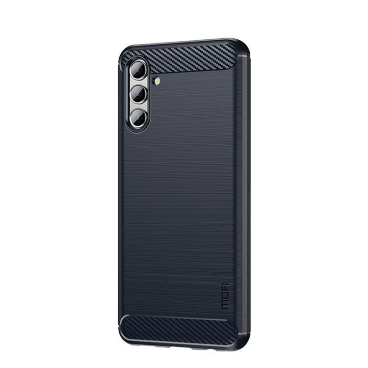 For Samsung Galaxy A13 5G MOFI Gentleness Series Brushed Texture Carbon Fiber Soft TPU Case(Blue)