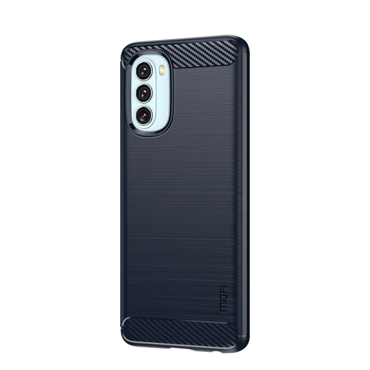 For Motorola Moto G51 5G MOFI Gentleness Brushed Carbon Fiber Soft TPU Case(Blue)