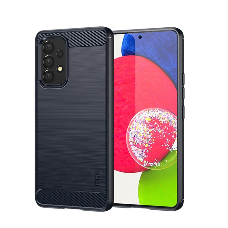 For Samsung Galaxy A53 5G MOFI Gentleness Brushed Carbon Fiber Soft TPU Case(Blue)