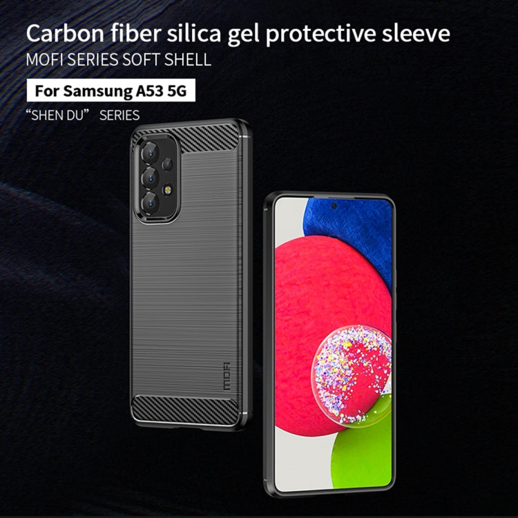 For Samsung Galaxy A53 5G MOFI Gentleness Brushed Carbon Fiber Soft TPU Case(Blue)