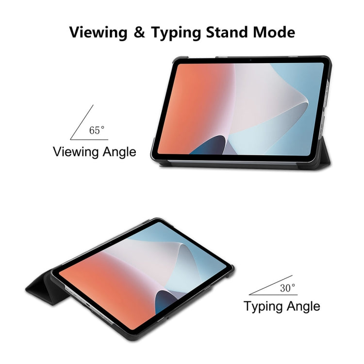 For OPPO Pad Air ENKAY Tri-fold Custer Texture Leather Smart Tablet Case(Dark Blue) - free shipping - PMC Jewellery - Order now!