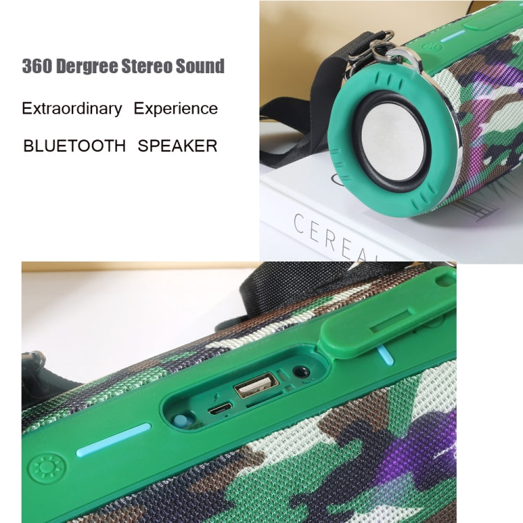 T&G TG642 RGB Light Water-resistant Portable Bluetooth Speaker Support FM / TF Card(Camouflage)