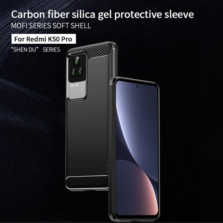 For Xiaomi Redmi K50 / K50 Pro MOFI Gentleness Brushed Carbon Fiber Soft TPU Case(Black)