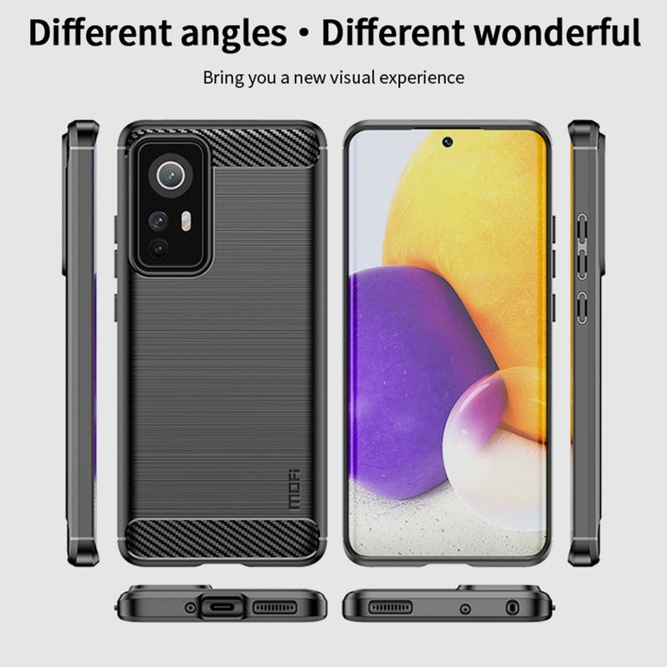 For Xiaomi 12 / 12X MOFI Gentleness Brushed Carbon Fiber Soft TPU Case(Gray)