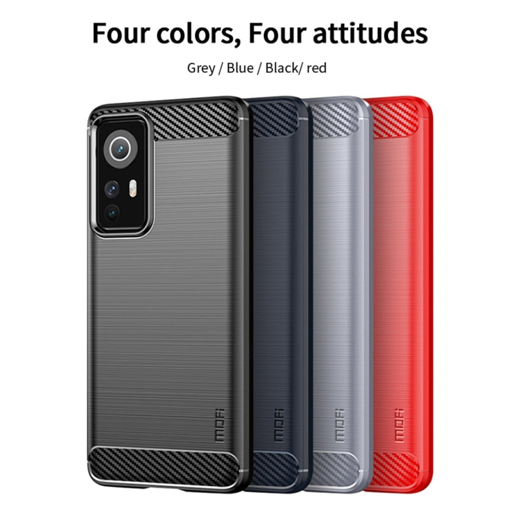 For Xiaomi 12 / 12X MOFI Gentleness Brushed Carbon Fiber Soft TPU Case(Gray)
