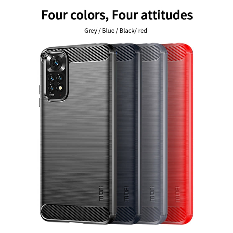 For Xiaomi Redmi Note 11 4G Global / Note 11S 4G MOFI Gentleness Brushed Carbon Fiber TPU Case(Blue)