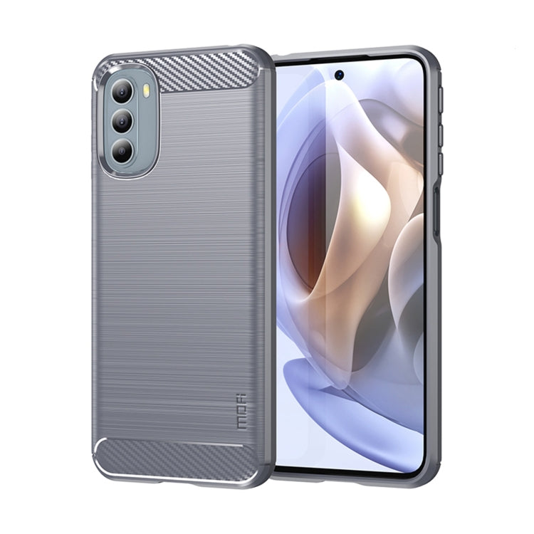 For Motorola Moto G31/G41 MOFI Gentleness Series Brushed Texture Carbon Fiber TPU Phone Case(Gray)