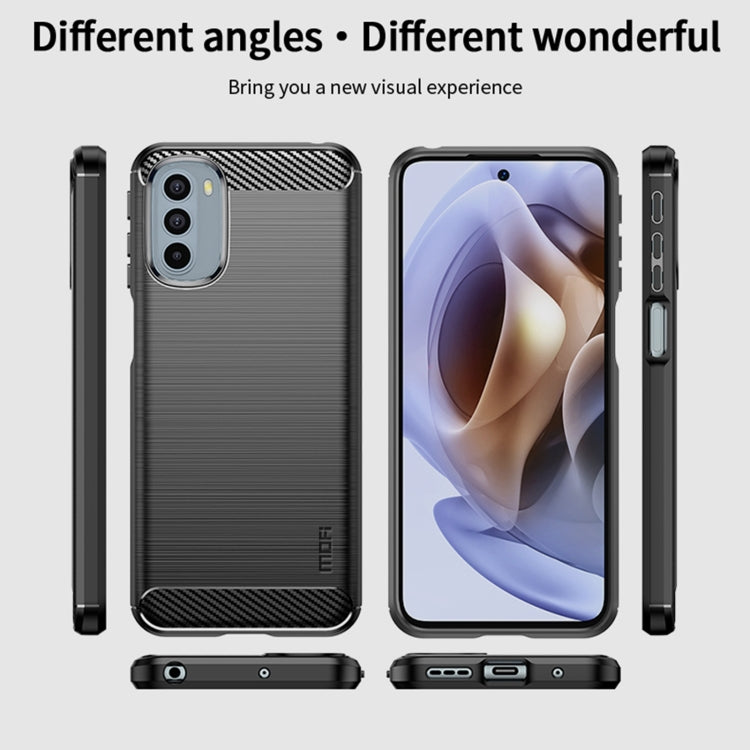 For Motorola Moto G31/G41 MOFI Gentleness Series Brushed Texture Carbon Fiber TPU Phone Case(Gray)