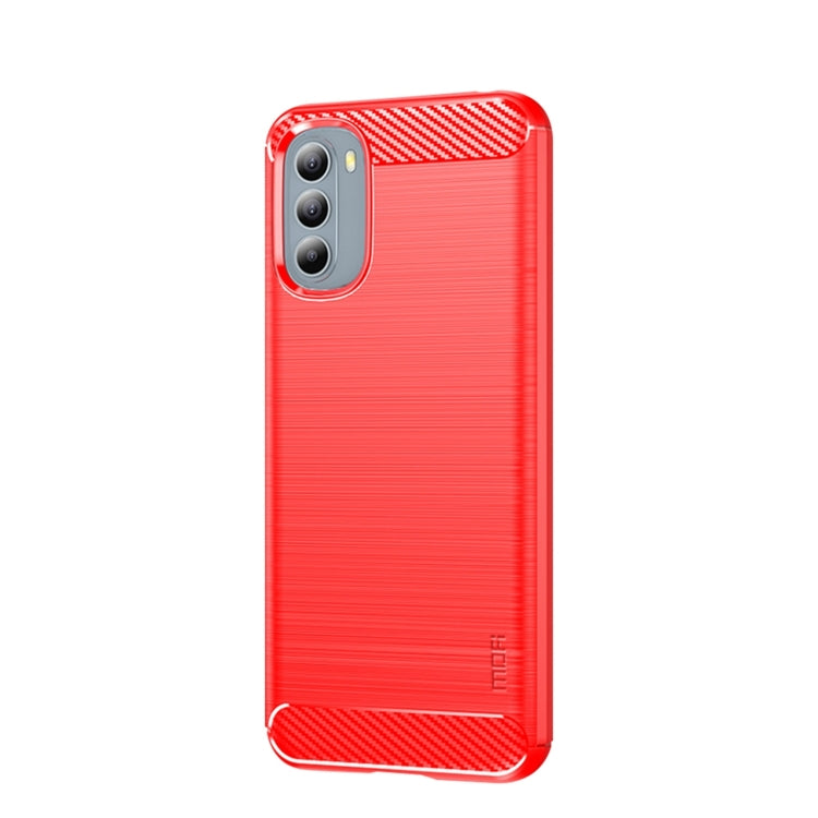 For Motorola Moto G31/G41 MOFI Gentleness Series Brushed Texture Carbon Fiber TPU Phone Case(Red)