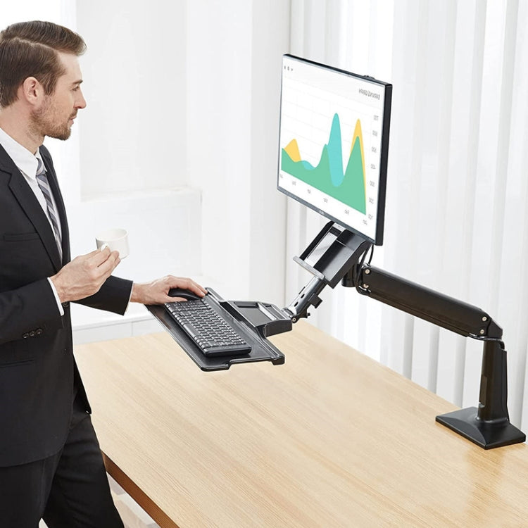 NORTH BAYOU NB35 Ergonomic 19-27 Inch Monitor Holder with Foldable Keyboard Tray Full Motion Sit-Stand Workstation - Laptop Stand by PMC TechLife | Online Shopping South Africa | PMC TechLife | Buy Now Pay Later Mobicred