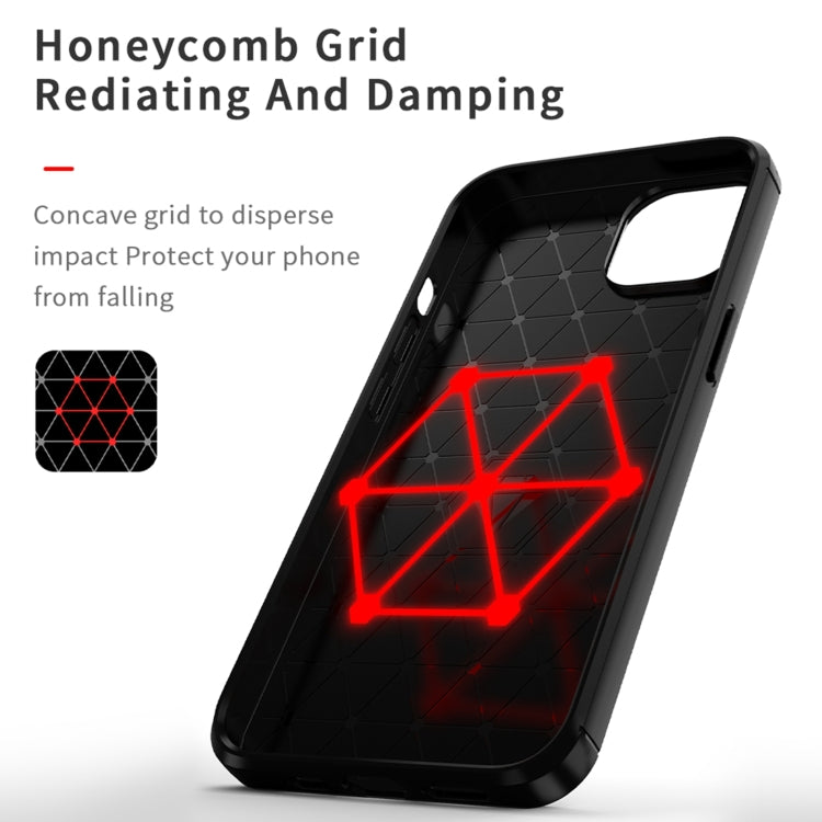 For iPhone 14 Plus MOFI Gentleness Brushed Texture Carbon Fiber TPU Phone Case (Red)