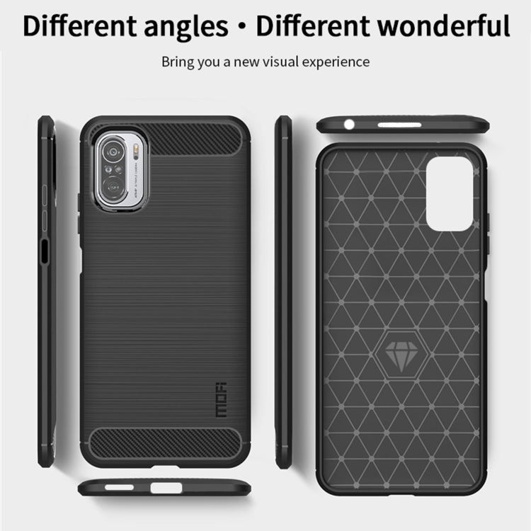 For Xiaomi Redmi Note 11T Pro 5G / 11T Pro Plus 5G MOFI Gentleness Series Brushed Texture Carbon Fiber Soft TPU Case(Blue)