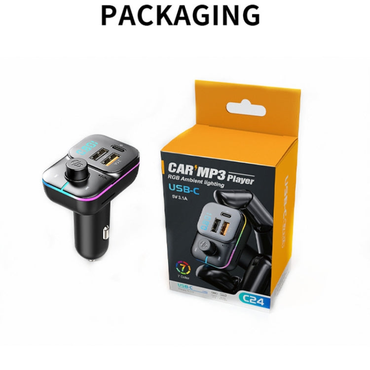 C24 Car Bluetooth MP3 Player Fast Charging FM Transmitter Wireless Handsfree - Bluetooth Car Kits by PMC Jewellery | Online Shopping South Africa | PMC Jewellery | Buy Now Pay Later Mobicred