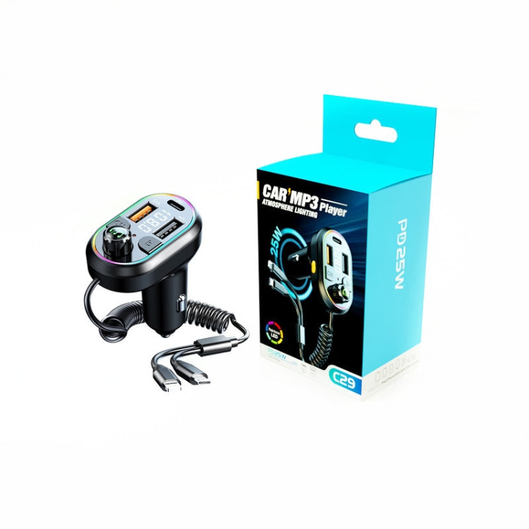 C29 Car Bluetooth 5.0 FM Transmitter Car MP3 Player Fast Charge U Disk Lossless Music Player