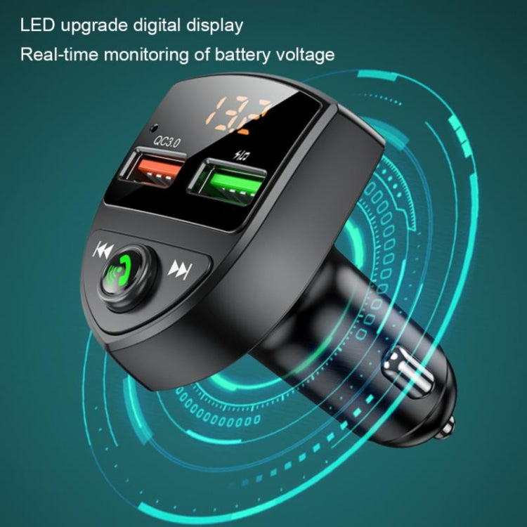 C8 Car U Disk Bluetooth Player Fm Transmitter QC3.0 Dual USB Ports Fast Charging