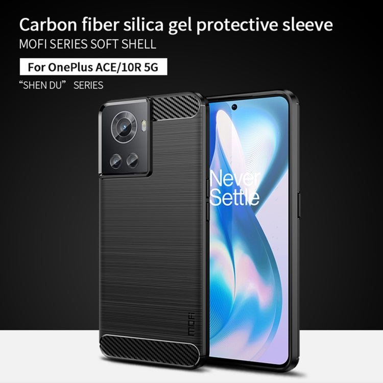 For OnePlus Ace / 10R 5G MOFI Gentleness Series Brushed Texture Carbon Fiber Soft TPU Case(Blue)