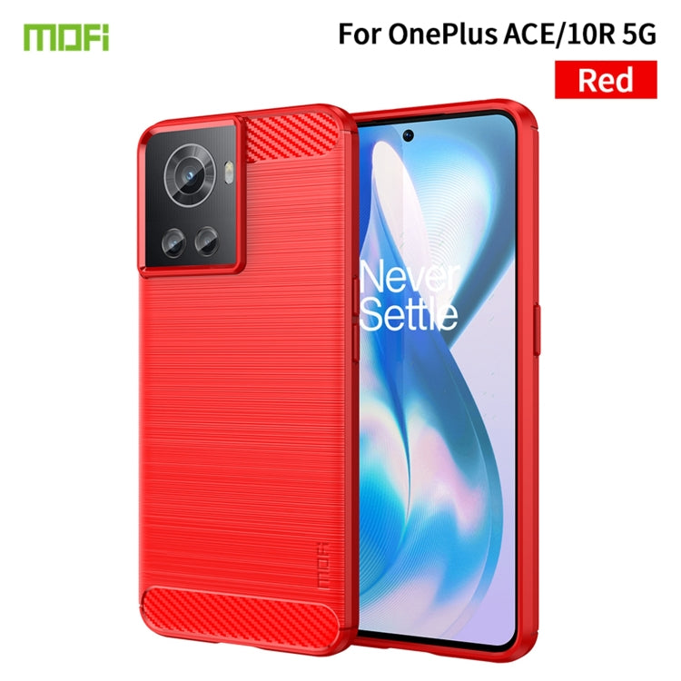 For OnePlus Ace / 10R 5G MOFI Gentleness Series Brushed Texture Carbon Fiber Soft TPU Case(Red)
