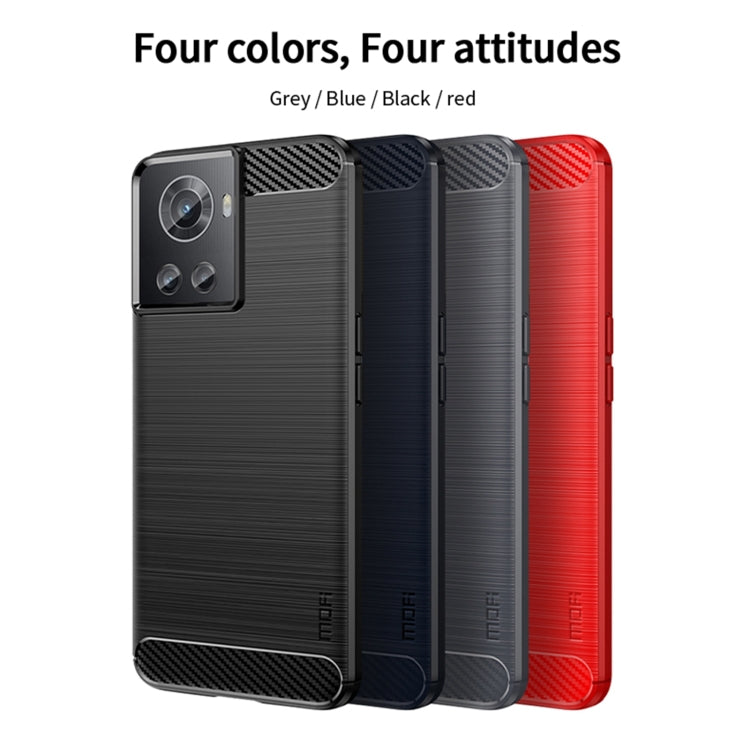 For OnePlus Ace / 10R 5G MOFI Gentleness Series Brushed Texture Carbon Fiber Soft TPU Case(Red)