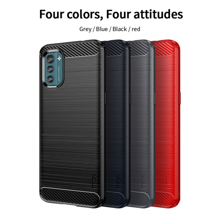 For Nokia G11 / G21 MOFI Gentleness Series Brushed Texture Carbon Fiber Soft TPU Case(Red)