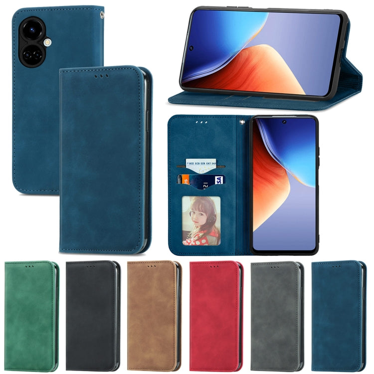 For Tecno Camon 19 Retro Skin Feel Magnetic Leather Phone Case(Black) - Tecno Cases by PMC TechLife | Online Shopping South Africa | PMC TechLife