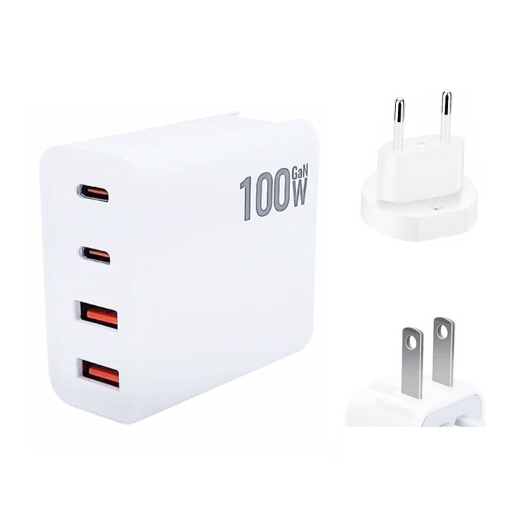 GaN 100W Dual USB+Dual USB-C/Type-C Multi Port Charger with 1.8m Type-C to MagSafe 1 / L Header Data Cable US / EU Plug