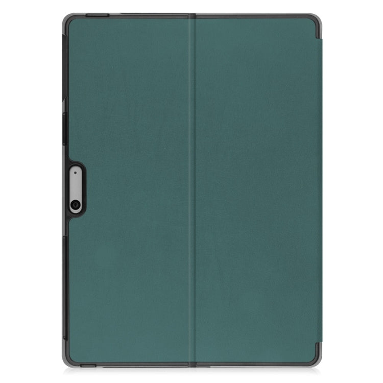 For Microsoft Surface Pro 9 JUNSUNMAY Custer Solid Color 3-Fold Stand Leather Tablet Case(Dark Green) - free shipping - PMC Jewellery - Order now!