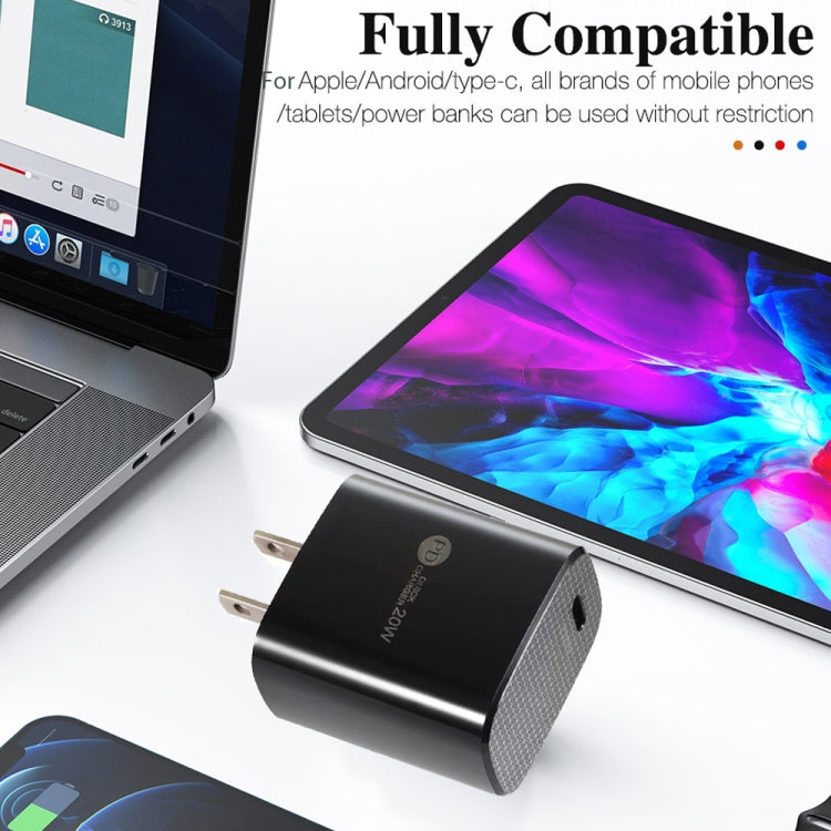 PD11 Single PD3.0 USB-C / Type-C 20W Fast Charger with 1m Type-C to 8 Pin Data Cable, US Plug(White)