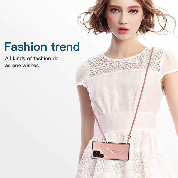 For Samsung Galaxy S23 Ultra 5G Cross-body Wallet Card Bag Leather Phone Case(Rose Gold)