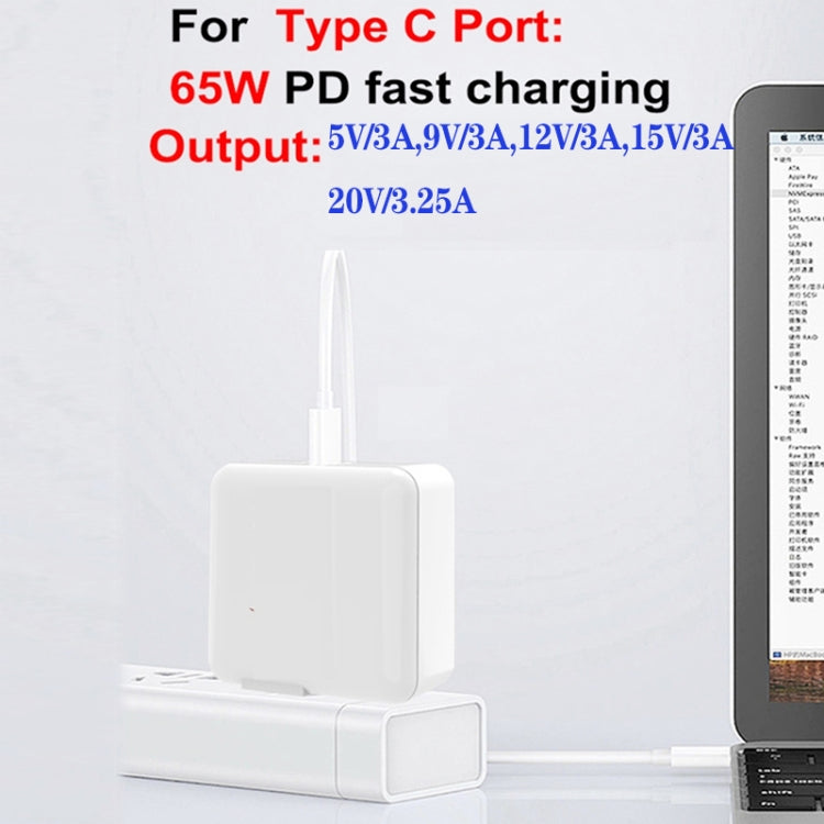 GaN 130W 4-Port USB-C PD65W / PD30W Multi Port Type-C Charger with 1.8m Type-C to MagSafe 2 / T Header Data Cable US / EU Plug