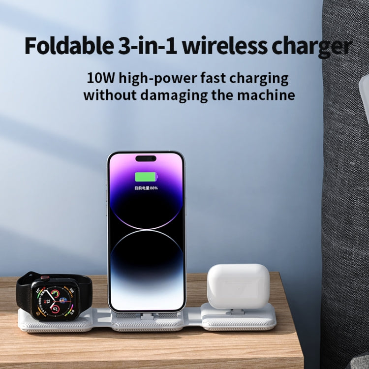 A75 Folding 3 in 1 Wireless Charger Suitable for Apple Watch Mobile Phone Headset(Black)