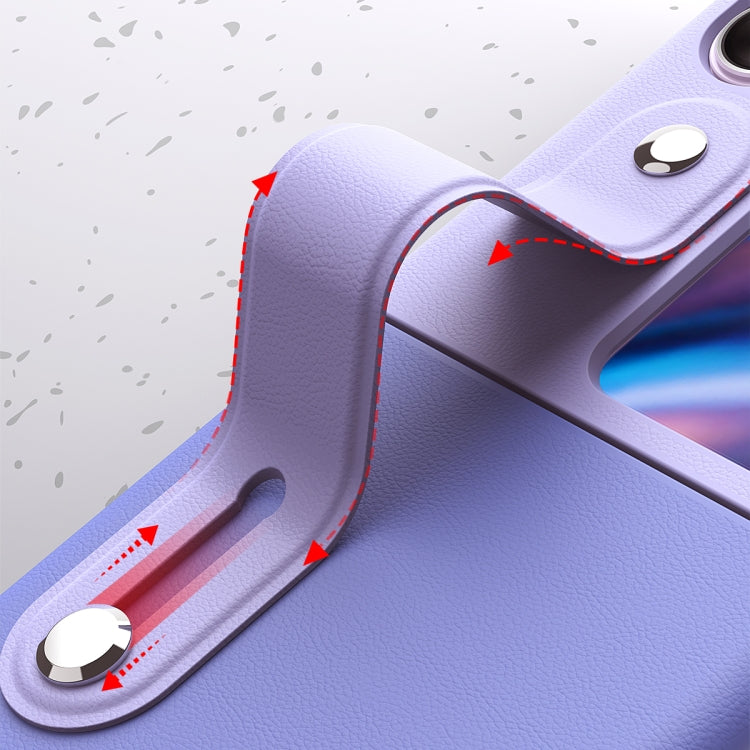 For OPPO Find N2 Flip Skin Color Contrast Wrist Strap Bracket Folding Phone Case(Ice Blue+Pink) - Find N2 Flip Cases by PMC TechLife | Online Shopping South Africa | PMC TechLife | Buy Now Pay Later Mobicred